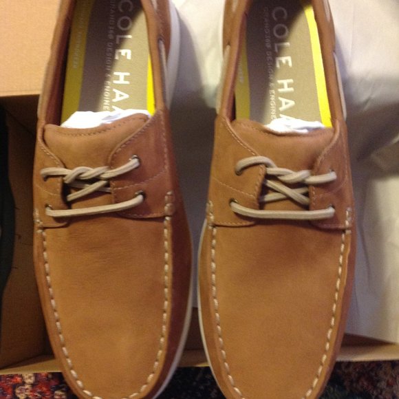 Cole Haan Men's Grand Atlantic Tan Leather-Nubuck Boat Shoes